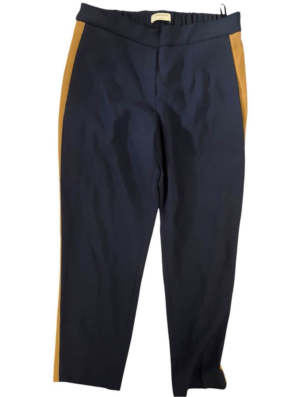 Babaton Navy Chinos with Mustard Side Stripe